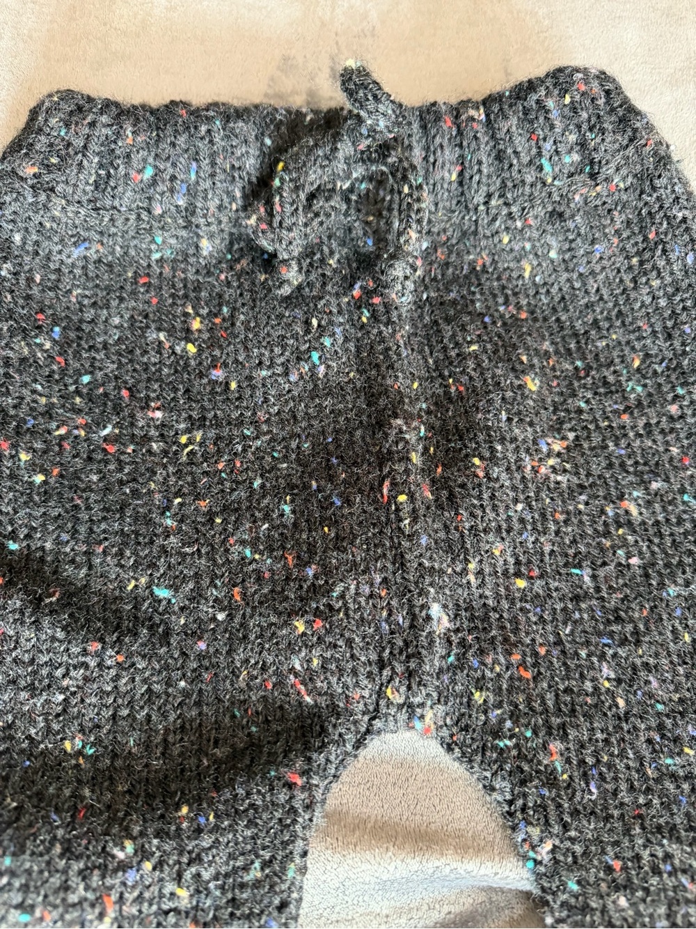 Hand Made Charcoal Speckled Knit Baby Pants